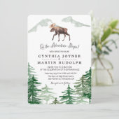 Rustieke Boom Moose bruiloft uitnodiging (Staand voorkant)