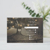  rustieke boom & nachtverlichting bruiloft RSVP (Staand voorkant)