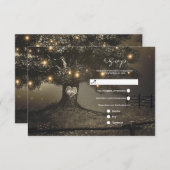  rustieke boom & nachtverlichting bruiloft RSVP (Voorkant / Achterkant)