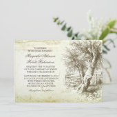 rustieke boom oud papier huwelijksuitnodigingen kaart (Staand voorkant)