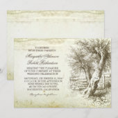rustieke boom oud papier huwelijksuitnodigingen kaart (Voorkant / Achterkant)