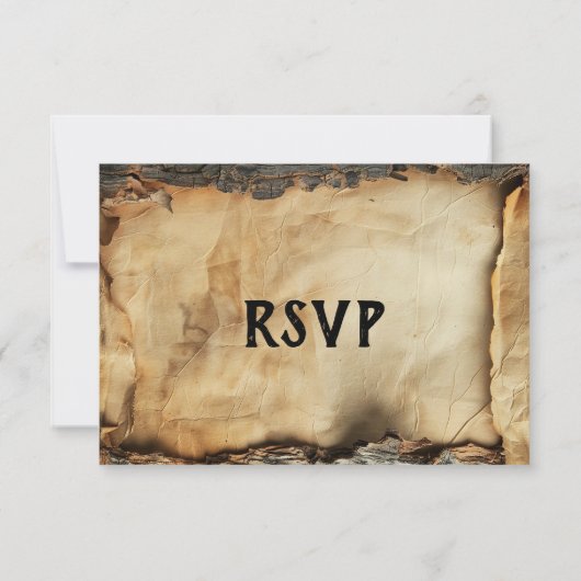 Rustieke boom schors perkament papier bruiloft RSV Kaart (Achterkant)
