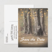 Rustieke Boom & Slingerlichtjes Trouw Save the Dat Aankondigingskaart (Voorkant / Achterkant)