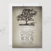 Rustieke boom & string lichten bruiloft uitnodigin kaart (Voorkant)