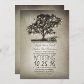 Rustieke boom & string lichten bruiloft uitnodigin kaart (Voorkant / Achterkant)