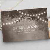 Rustieke boom string lichten bruin bruiloft gastenboek