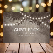 Rustieke boom string lichten bruin bruiloft gastenboek