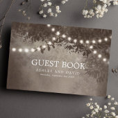 Rustieke boom string lichten bruin bruiloft gastenboek