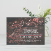 Rustieke Boom String Lights Bos Roze Bruiloft Kaart (Staand voorkant)