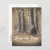 Rustieke Boom & String Lights Bruiloft Bewaar de d Aankondigingskaart (Voorkant / Achterkant)