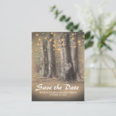 Rustieke Boom & String Lights Bruiloft Bewaar de d Aankondigingskaart (Staand voorkant)