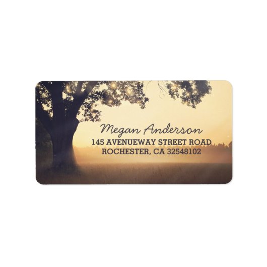 Rustieke Boom String Lights Bruiloft Etiket (Voorkant)