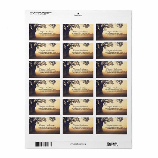 Rustieke Boom String Lights Bruiloft Etiket (Full Sheet)