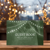Rustieke Boom String Lights Groene bruiloft Gastenboek