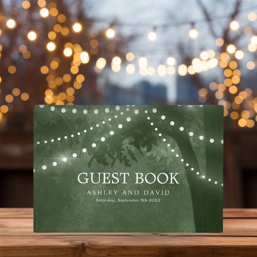 Rustieke Boom String Lights Groene bruiloft Gastenboek
