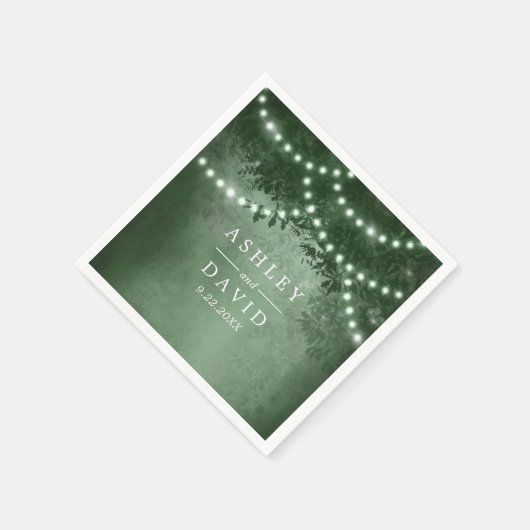 Rustieke Boom String Lights Groene bruiloft Servet (Hoek)