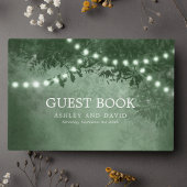 Rustieke boom string van lichten groene bruiloft gastenboek