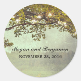 Rustieke boom takken bruiloft ronde sticker