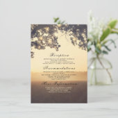 Rustieke boom takken dromerige bruiloft details in informatiekaartje (Staand voorkant)