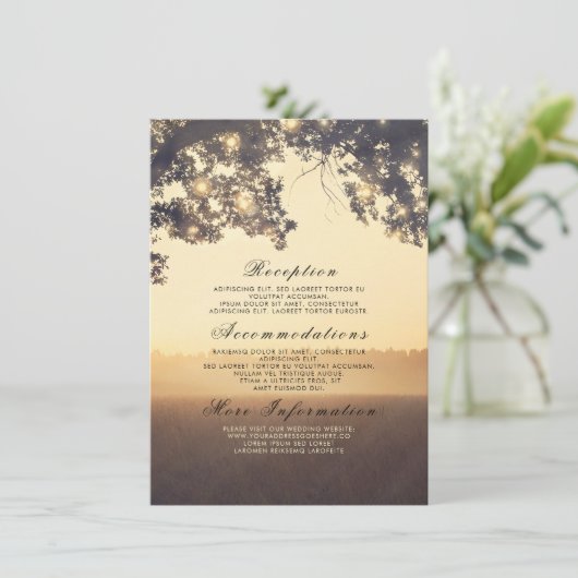 Rustieke boom takken dromerige bruiloft details in informatiekaartje (Staand voorkant)