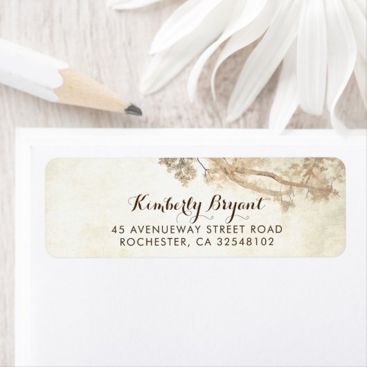 Rustieke boom takken dromerige bruiloft etiket (Insitu)