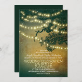 Rustieke boom takken & string lichten bruiloft kaart (Voorkant / Achterkant)