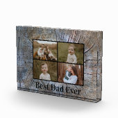 Rustieke boomring verontruste houtnerf personalise fotoblokken (Rechts)