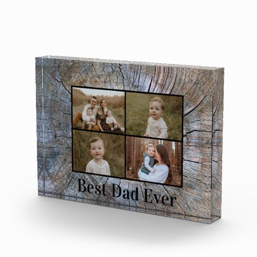 Rustieke boomring verontruste houtnerf personalise fotoblokken (Rechts)