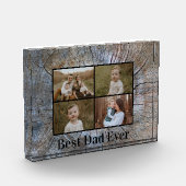 Rustieke boomring verontruste houtnerf personalise fotoblokken (Links)