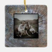 Rustieke boomring verontruste houtnerf rustieke bo keramisch ornament (Voorkant)