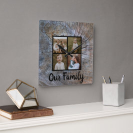 Rustieke boomring verontruste houtnerf rustieke bo vierkante klok