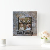 Rustieke boomring verontruste houtnerf rustieke bo vierkante klok (Huis)