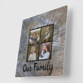 Rustieke boomring verontruste houtnerf rustieke bo vierkante klok (Hoek)