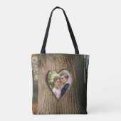 Rustieke boomschors Hart Foto Wedding Party Gift Tote Bag (Achterkant)
