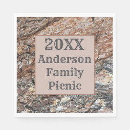 Rustieke boomschors jaarlijkse reünie familie pick servet