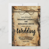 Rustieke boomschors perkament papier bruiloft kaart (Voorkant)