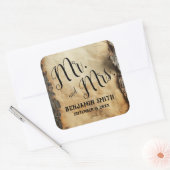 Rustieke boomschors  perkament trouwgunst vierkante sticker (Envelop)