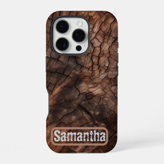 Rustieke boomschors textuur gepersonaliseerd iPhone hoesje (Achterkant)