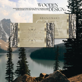 Rustieke boomschors Wood Grain Gold  Monogram Visitekaartje