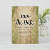 Rustieke Boomstam en Mos Bos Save the Date Kaart (Staand voorkant)