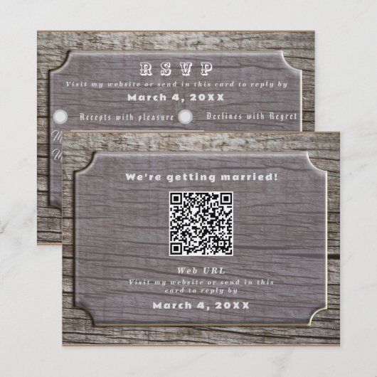 Rustieke boomstructuur RSVP kaartje (Voorkant / Achterkant)