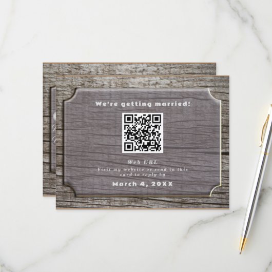 Rustieke boomstructuur  RSVP kaartje (Voorkant / Achterkant in situ)