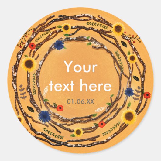 Rustieke boomtakken Floral Yellow Spring Stickers (Voorkant)