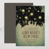 Rustieke boomtakken gloeiende lichten bruiloft kaart (Voorkant / Achterkant)