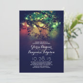 Rustieke boomtakken & lichten repetitie diner kaart (Staand voorkant)