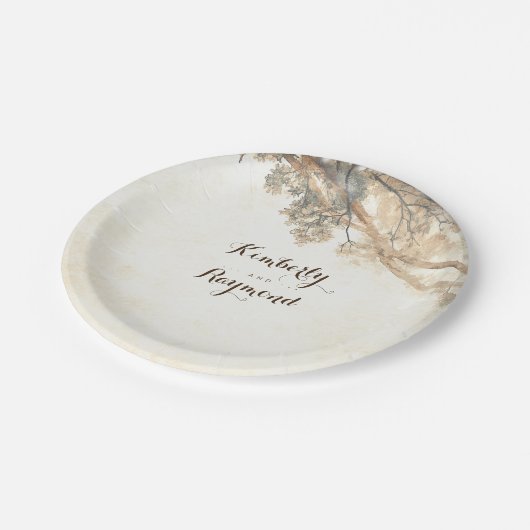 Rustieke boomtakken papieren bordje (Gekanteld)