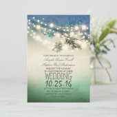 Rustieke boomtakken & strijklichten blauwgroen bru kaart (Staand voorkant)