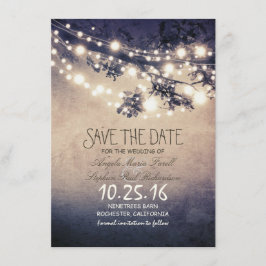 Rustieke boomtakken & string lichten bewaren de da save the date
