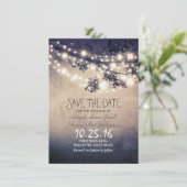Rustieke boomtakken & string lichten bewaren de da save the date (Staand voorkant)