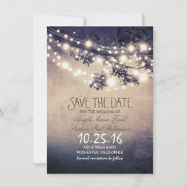Rustieke boomtakken & string lichten bewaren de da save the date